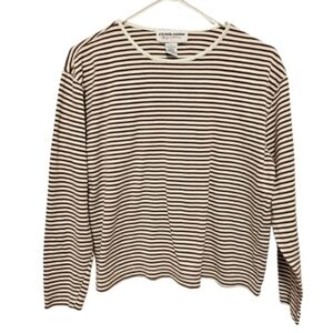 Carol Horn Signature Vintage Brown & White Striped Cotton & Rayon Womens Size L